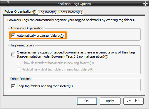 Bookmark Tags -> Folder Organization